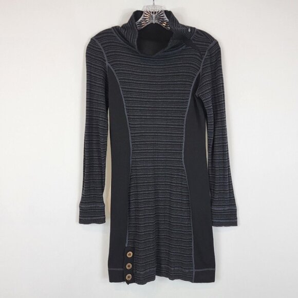 Prana Coal Kelland Turtleneck Wool Blend Sweater Dress Womens Size XS Black Gray - Picture 1 of 14